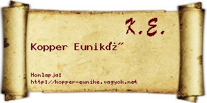 Kopper Euniké névjegykártya